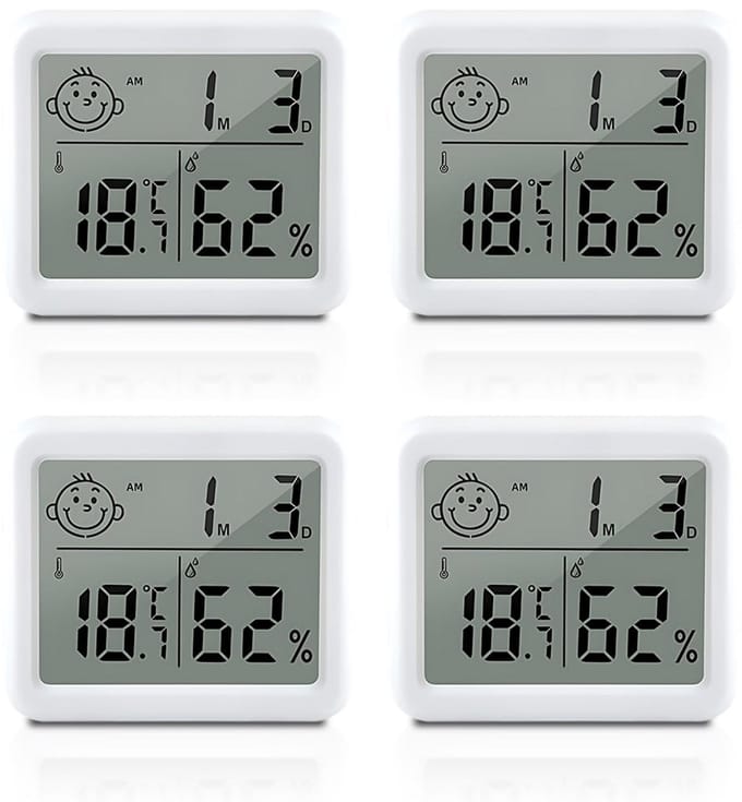 4x Digitale Thermometer en Hygrometer met Tijd- en Datumweergave