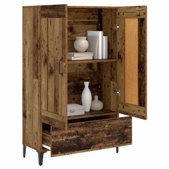 vidaXL - Highboard - Oud - hout - 70 - x - 31 - x - 115 - cm - Bewerkt - hout