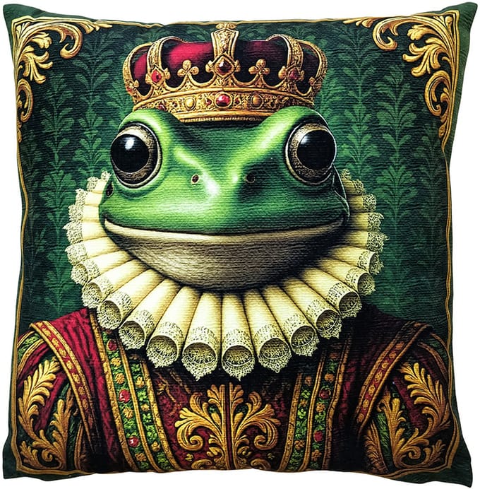 Clayre & Eef Sierkussen 45x45 cm Groen Polyester Kikker