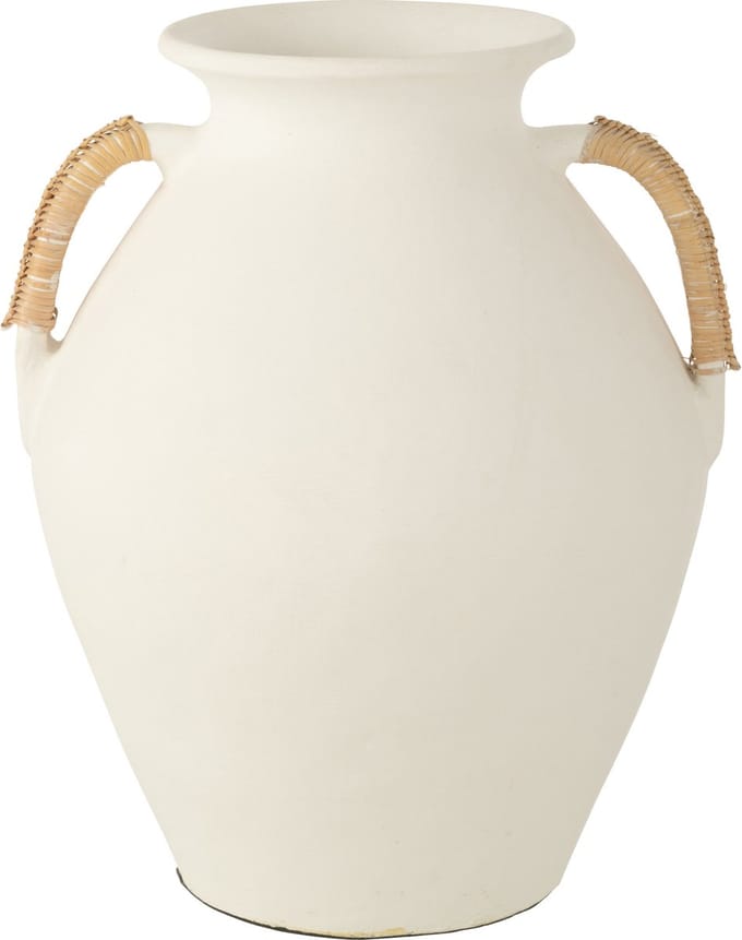 J-Line vaas Leo - keramiek - terracotta - wit/naturel - 43 cm hoog