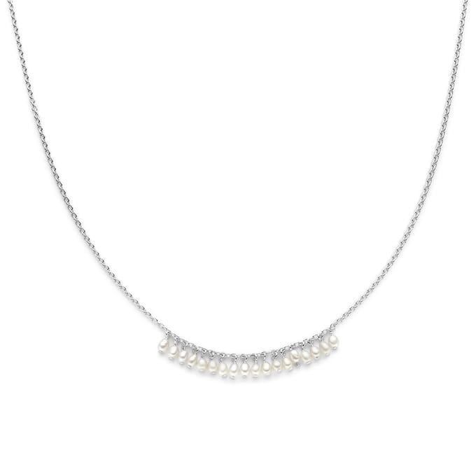 zilver gerhodineerd collier parels 42 + 3 cm 1336928