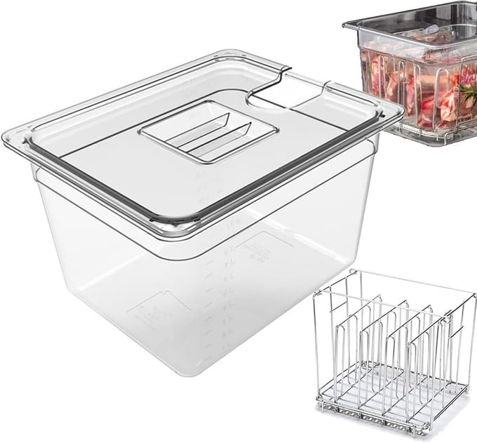 Sous Vide Waterbad Container 11L met Deksel en Rack - BPA-vrij en Temperatuurbestendig