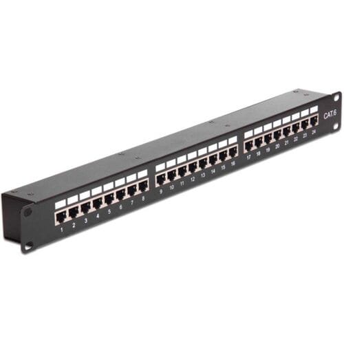 Delock 19 inch koppel patch panel | 24x RJ45 | CAT6 | STP | 1U | zwart