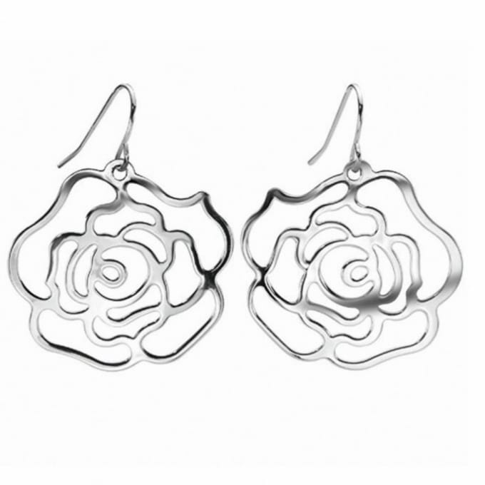 Zilveren oorhangers Pioenroos - Charme Bijoux