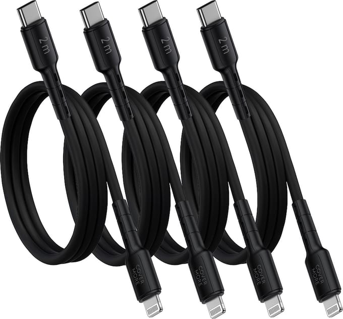 Voordeelpak oplaadkabels geschikt voor iPhone kabels - 4 stuks - 2 meter - Zwart