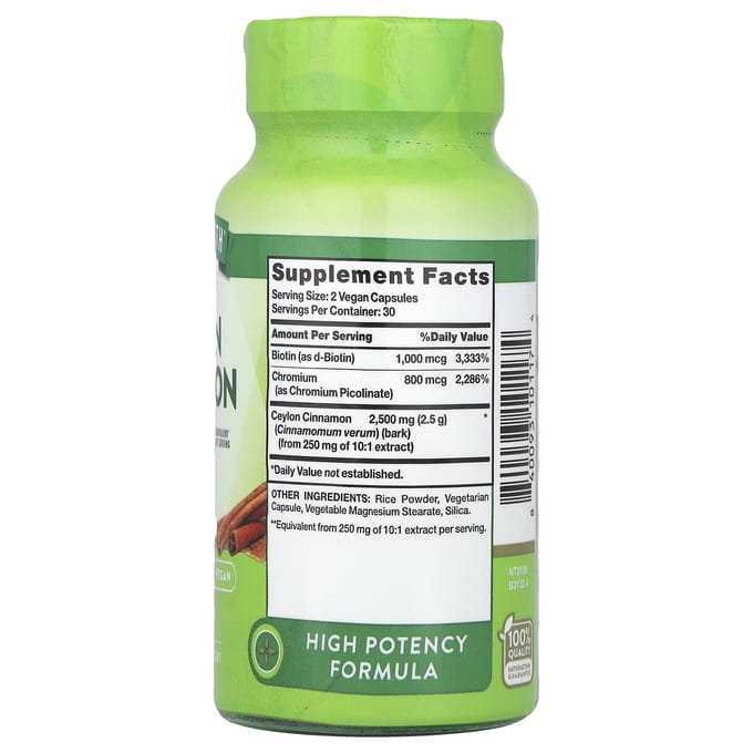 Nature's Truth, Super Ceylon Kaneel Plus, Biotine & Chroom, 60 Capsules