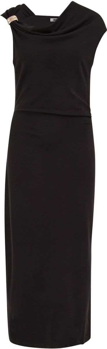 WE Fashion Dames midi jurk met gouden broche
