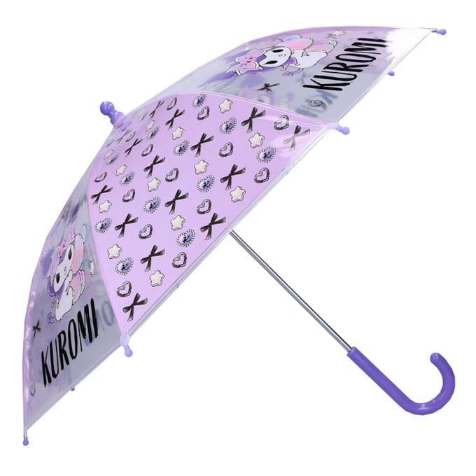 Kuromi Paraplu Rainy Days - Paars / Transparant - 60 x 71 x 71 cm - Kinderparaplu