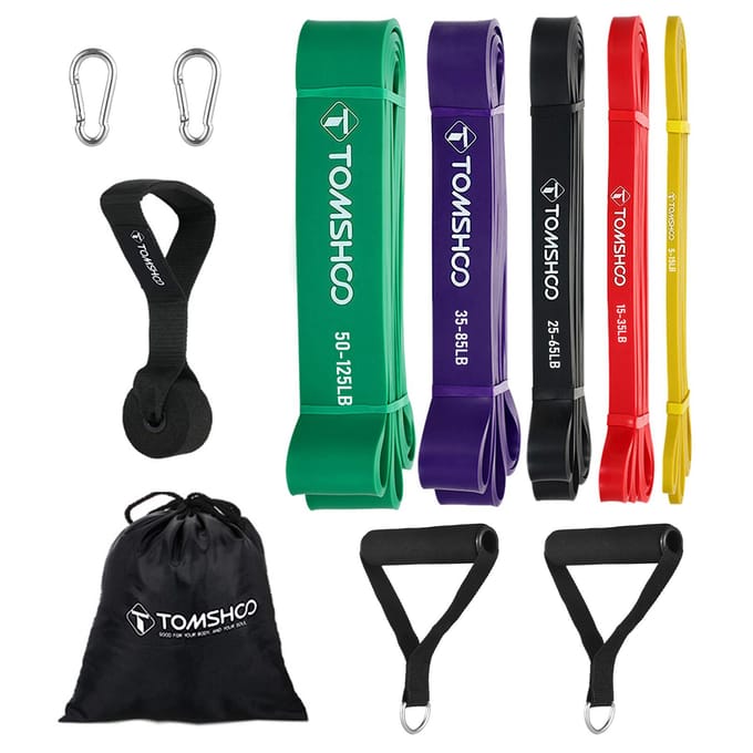 Kit d'entraînement de résistance à domicile Ensemble de bandes de résistance en TPE avec ancre de porte Pinces de conversion Force blue
