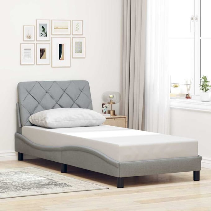 vidaXL - Bedframe - zonder - matras - 90x200 - cm - stof - lichtgrijs