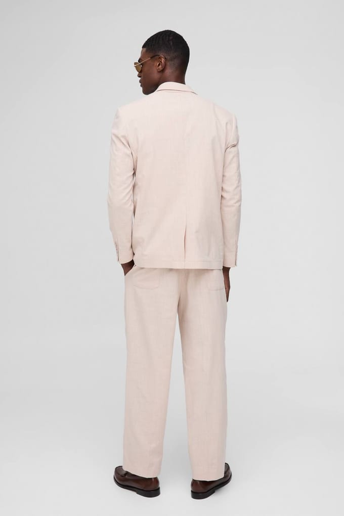 Straight Fit Linnenblend Blazer | Natural | Size 42