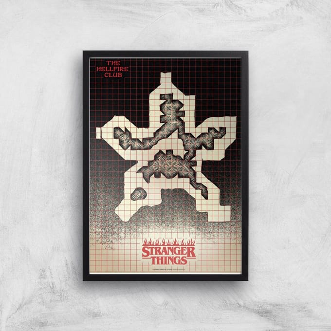 Stranger Things Map Giclee Art Print - A4 - Black Frame