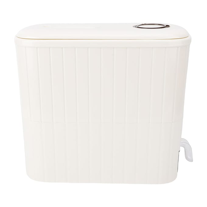 13,2 lb Rijstdispenser Transparant Venster Luchtdichte Graandispenser Emmer met Afneembare Beker L(for 6.5-9kg) white