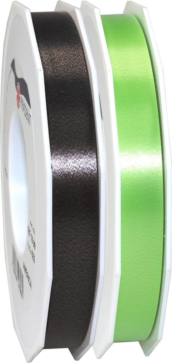Glorex Hobby/deco luxe cadeau sierlint zwart/groen 1.5 cm x 91 meter