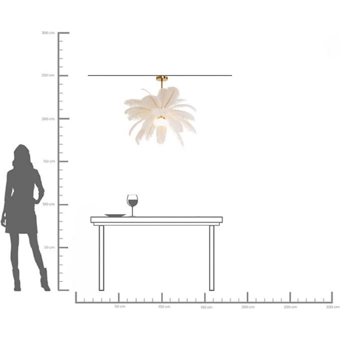 KARE hanglamp Feather Palm, wit, veren, Ø 87 cm, G9