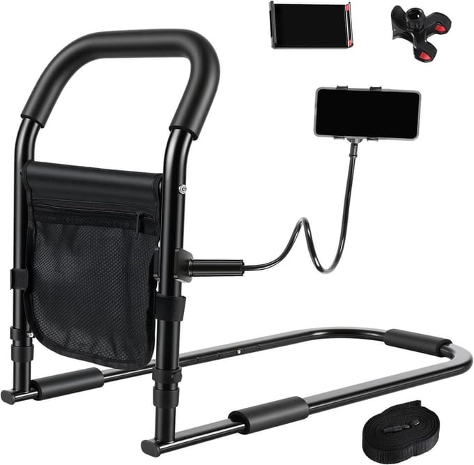 Bed Opstahulp - Bedgreep Senioren - Veilig Opstaan - Verlengde Basis - 75 cm Basis - Zwart