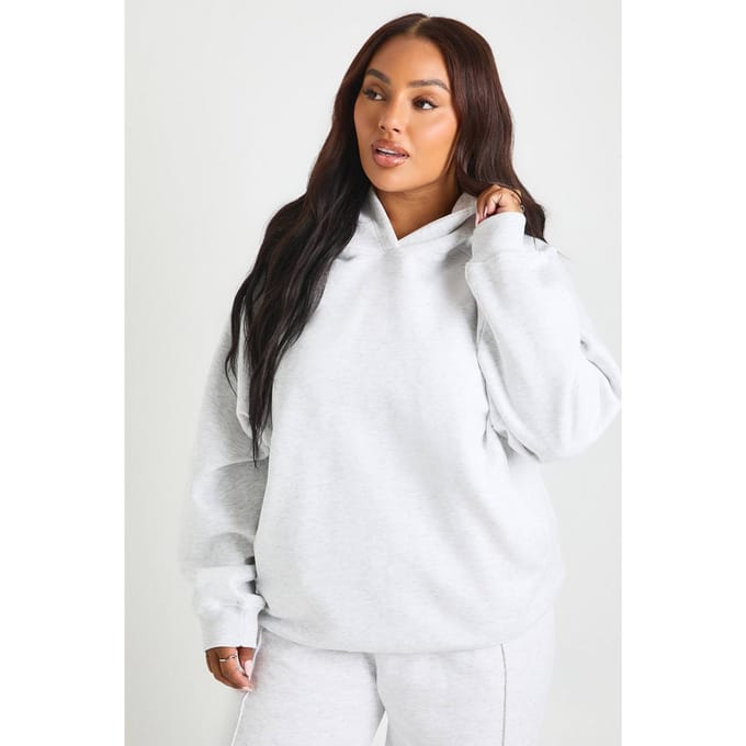 boohoo Dames Plus Core Basic Raglan Naad Oversized Hoodie | Asgrijs | Maat: 44