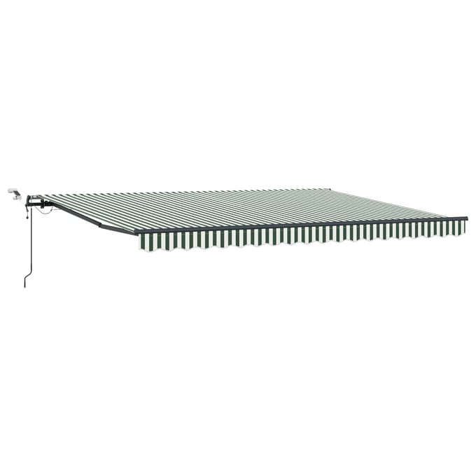 vidaXL - Uitschuifbare - luifel - Groen - en - Wit - 450 - × - 350 - cm - Polyester