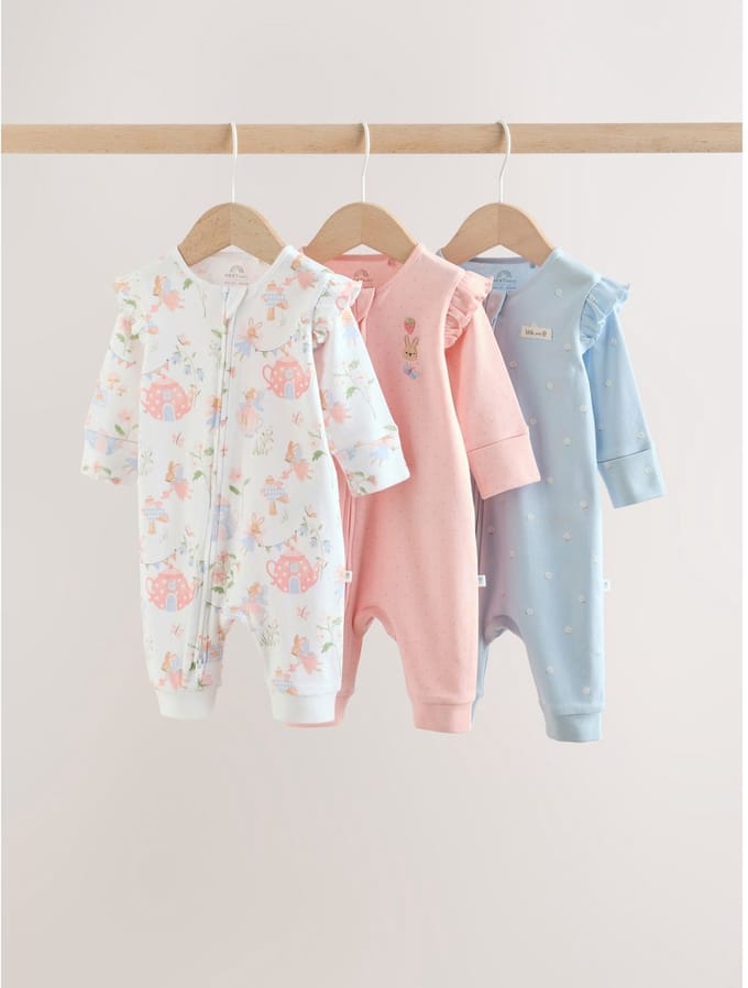 Next - Meisjes - Set van 3 babypyjama's met tweewegritssluiting - Wit