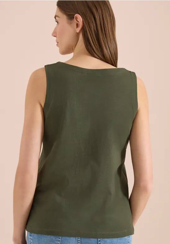 Top met gespleten hals in effen kleur