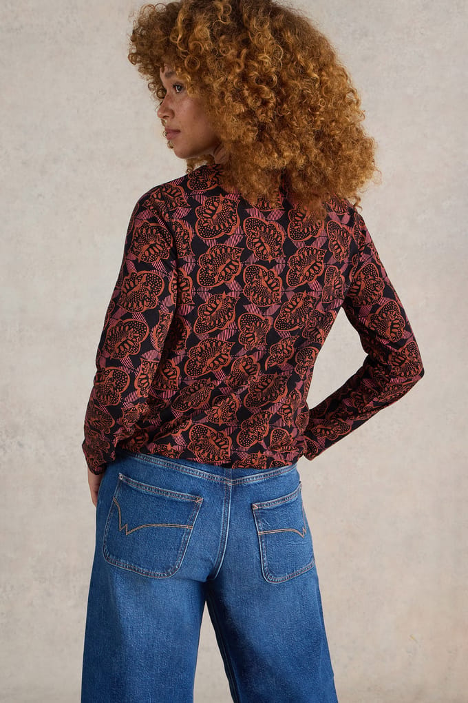 White Stuff Tasha Tie Hem Orange Print Taglia: 18 | Magliette intime Outlet | Donna | Arancione