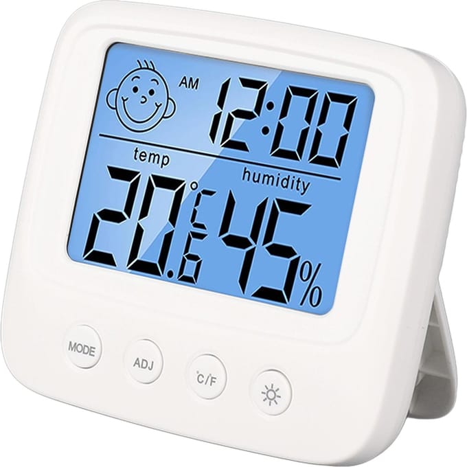 Digitale Wekker met Temperatuur Vochtigheid Multifunctionele Digitale Thermometer Hygrometer met gray