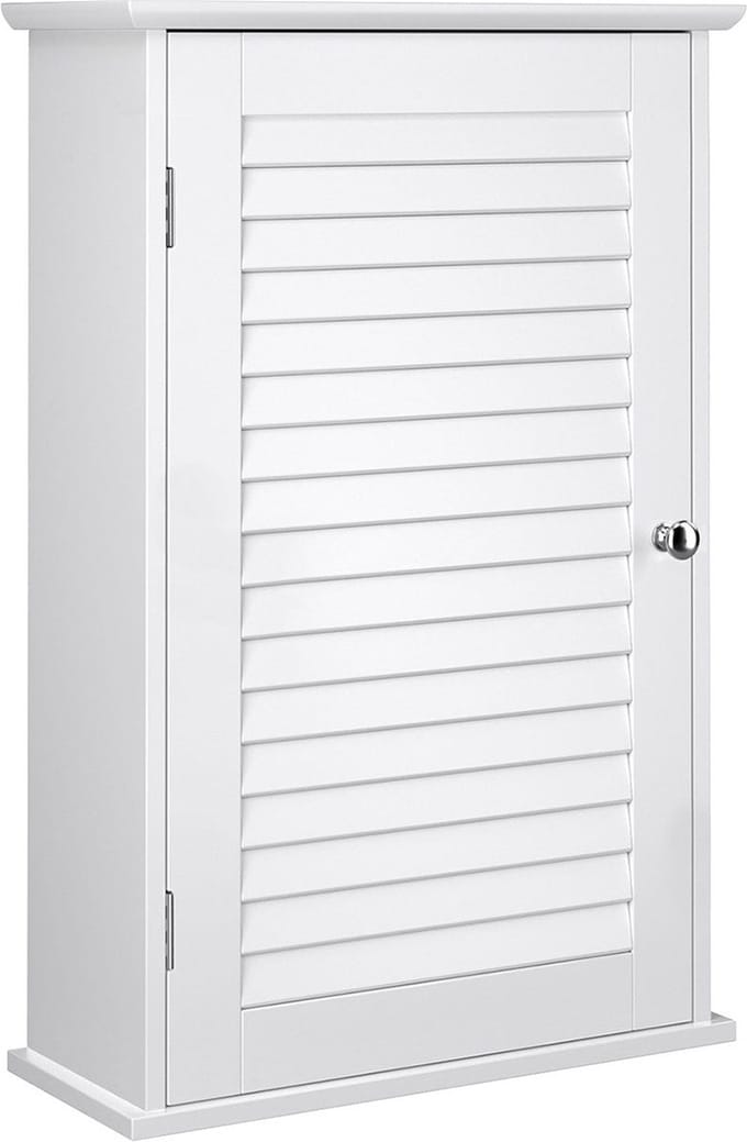 Kast - Wandkast - badkamerkast - Met deur - 40 x 16 x 60 cm - Hout - Wit