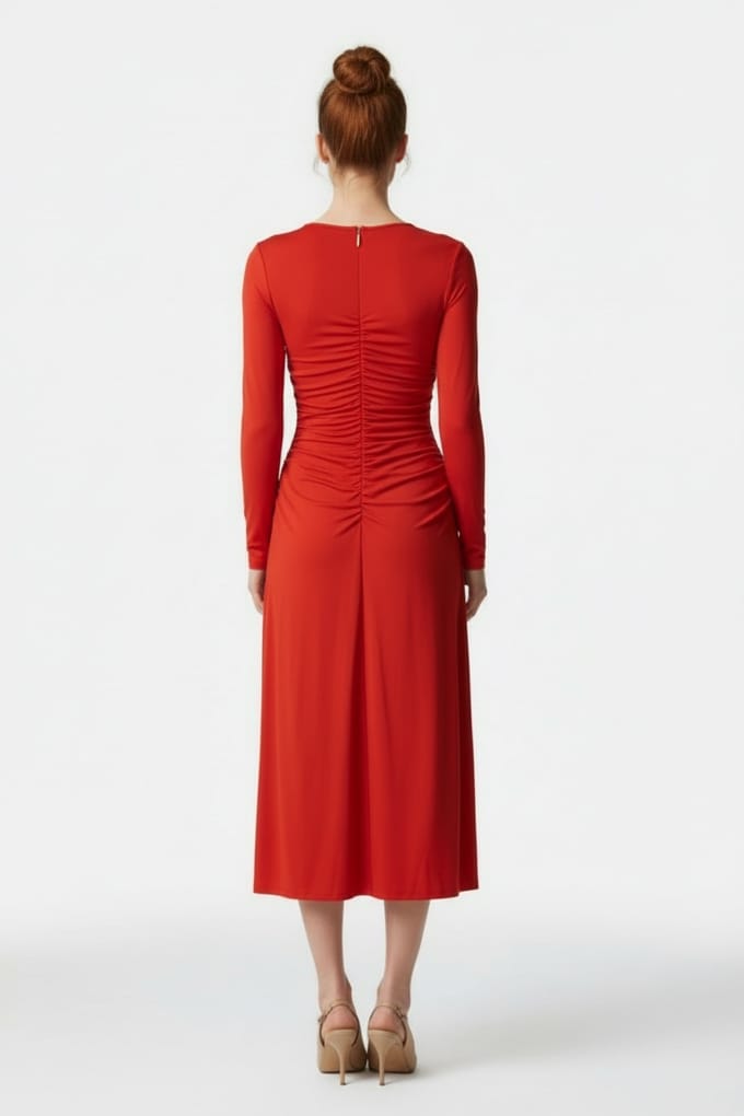 Michael Kors Ls Cf Ruch Midi Dress Brt Trractta Maat: XXS | Midi Jurken Outlet | Dames