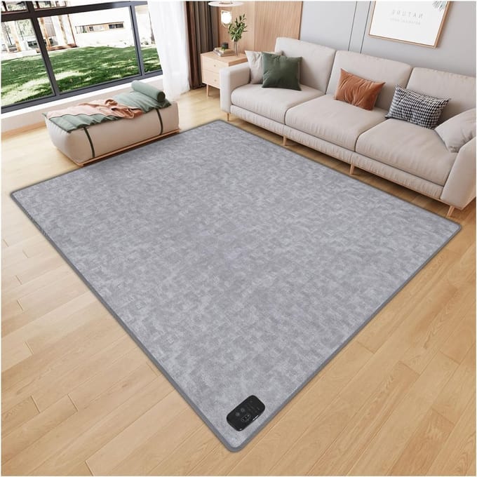 Verwarmde Vloermat - Elektrisch Kleed - Warmte Creëren - Snelle Verwarming - 100x150 cm - Grijs