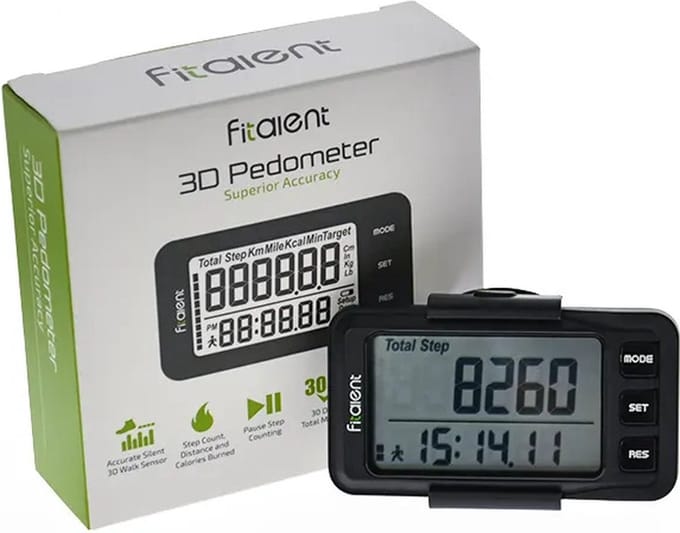 Stappenteller met Clip en Draagkoord - Activity Tracker - Pedometer - Groot Scherm - Broekzak - wandelen - zwart