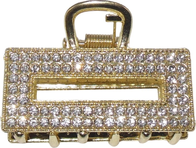Haarklem metaal tas goud met strass