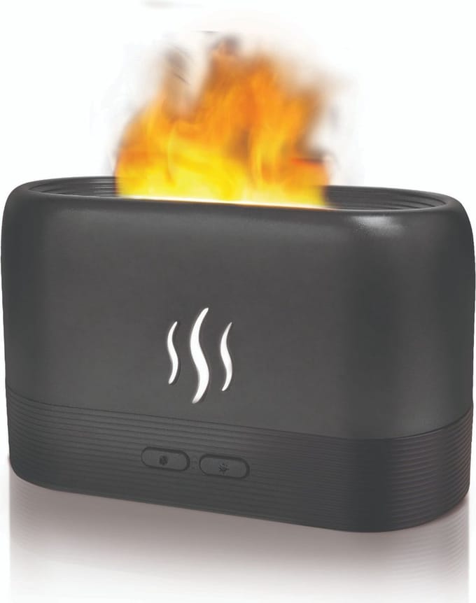 Orange Donkey, Humidy Flame Aroma Diffuser – Geurverspreider met vlam effect en LED verlichting – Luchtbevochtiger – Vernevelaar – Aromatherapie ontspanning