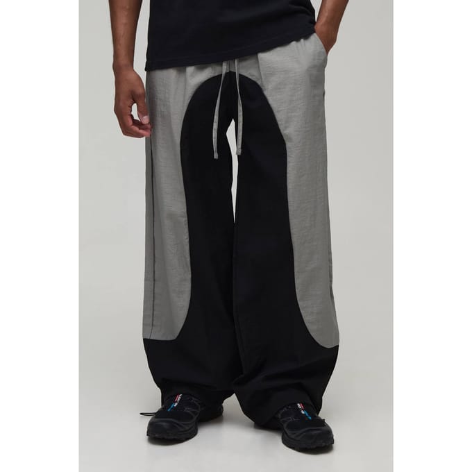 Baggy Fit Trainingsbroek Met Paneeldetails | Black | Size XS