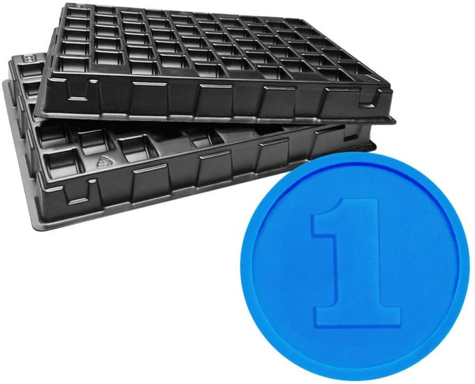 CombiCraft reliëfmunt 1 met 2 telbakken in blauw - 1000 munten