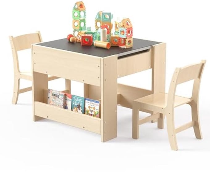 4-in-1 Kinderbureau met Stoelen en Activiteitstafel voor Kinderen