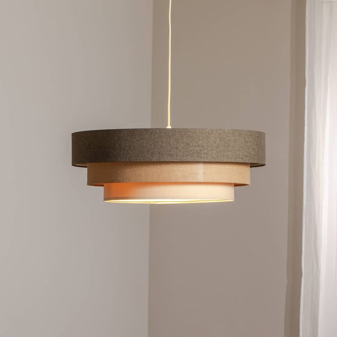 Maco Design Triniti hanglamp, bruin/beige/crème, Ø 60 cm, textiel