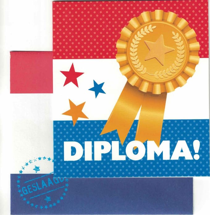 WENSKAART - KAART - DIPLOMA - GESLAAGD