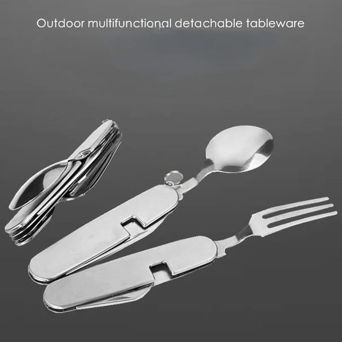 Multitool Draagbare picknickkamplepel Vouwvork Vork Bestek Serviesgoed Mes Bestek Fles Blikopener Multitool Buiten white
