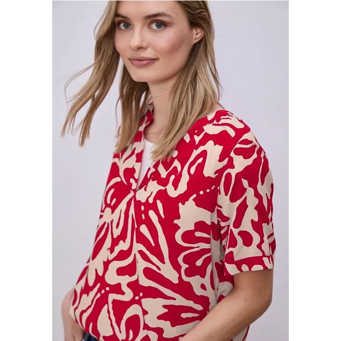 Blouse met korte mouwen en bloemenpatroon