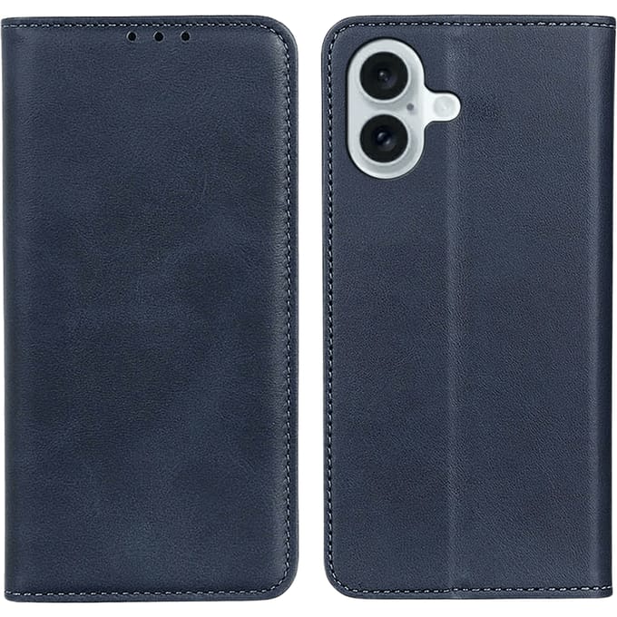 CaseBody Apple iPhone 17 Real Leather Wallet Hoesje Blauw