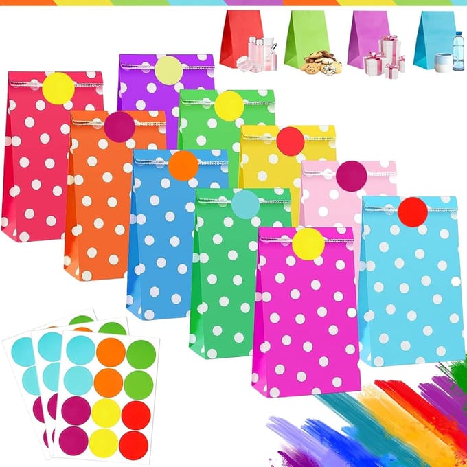 Solidchoice - Set van 30 Kleurige Cadeauzakjes met Stickers