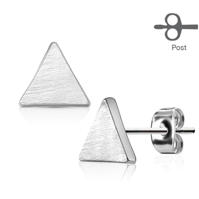 Oorbellen triangel geborsteld - zilver - LMPiercings