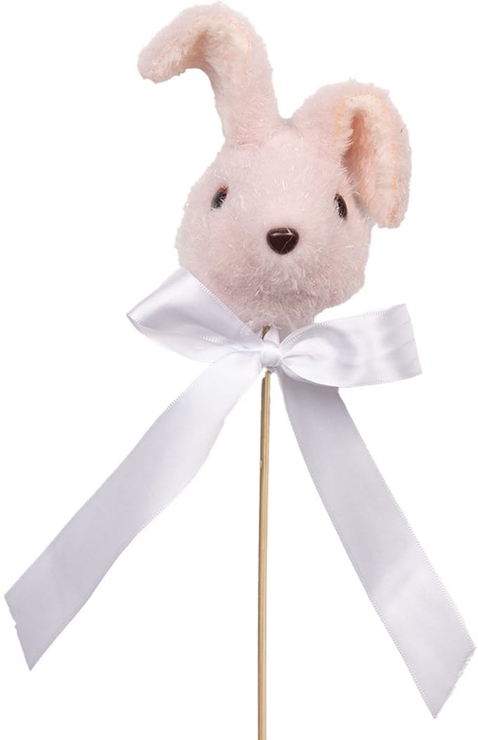 Clayre & Eef Decoratie Beeld Konijn 7x7x33 cm Roze Textiel