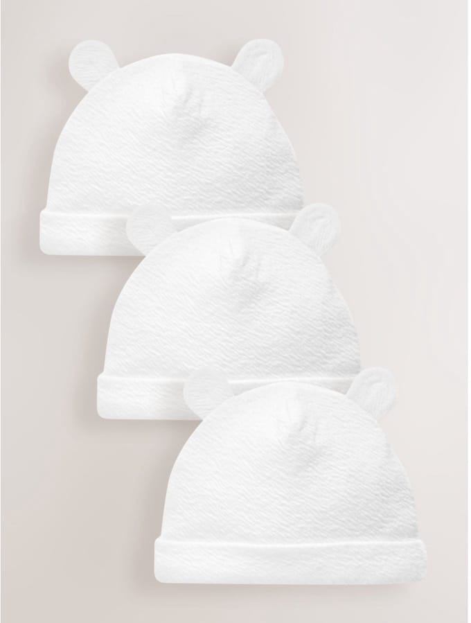 Next - Pasgeboren unisex - Beanie Jersey baby mutsen 3 set - Wit