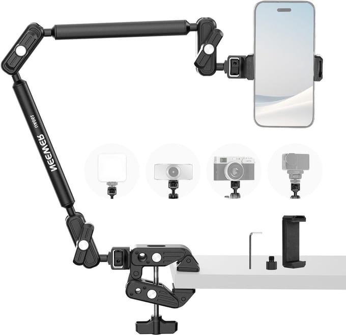 Magic Arm 55 cm Microfoonhouder voor Smartphone, DSLR en LED Licht met 1/4 Inch en 3/8 Inch Draad