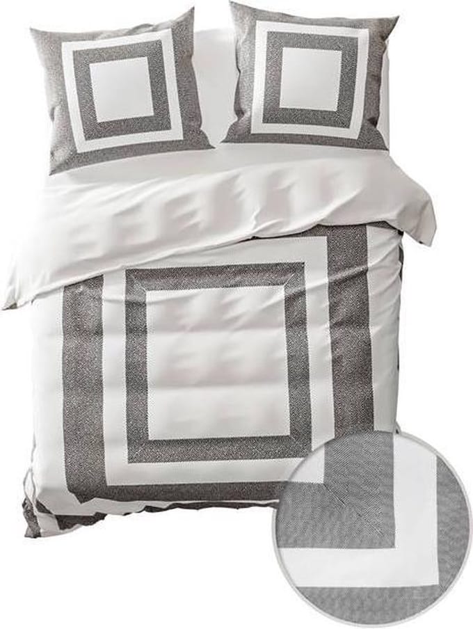 Yellow Plagne Dekbedovertrek - Tweepersoons - 200x200/220 cm - Off-White/Grey