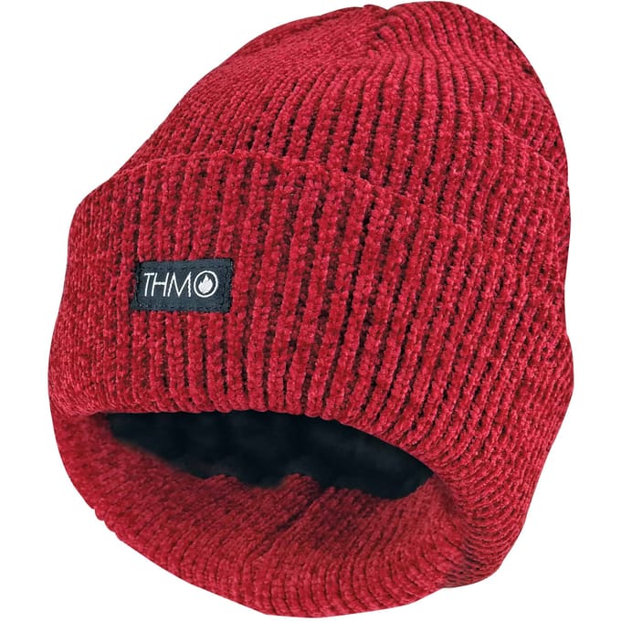 THMO - Dunsulate muts van 3 meter lang, chenille voor dames - Rood