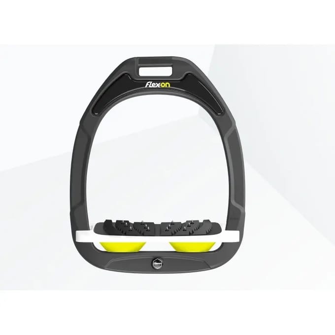 Schuin Ultra Grip Stijgbeugels Antraciet/Wit/Geel Flex-On Green Composite