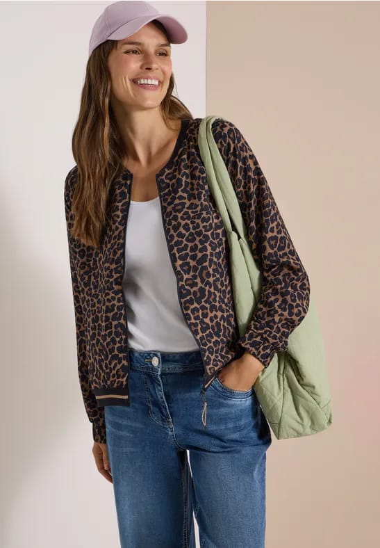 Blouson met rits en luipaardprint