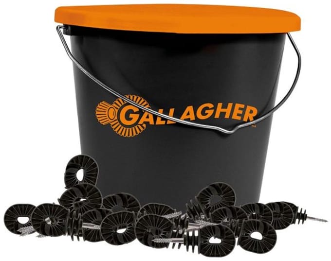 Gallagher Schroefisolator BS hout (super, 175 stuks) – met gratis emmer